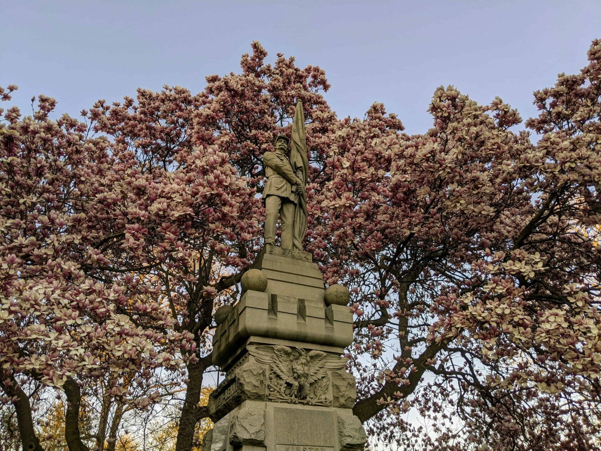 Civil War Memorial monument in downtown Greenwich