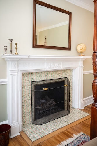 Antique fireplace in Room 28