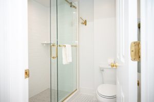 Walk-in glass shower and toilet of Room 3