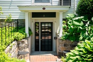 The entrance to Room 3 is at the back of Stanton House Inn, looking towards the back gardens