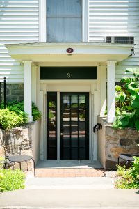 Vertical shot of the private entrance to Room 3