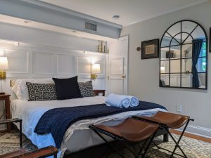 The bedroom area of Room 1