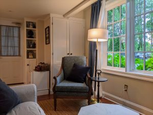 room 1 sitting area towards closet Queen Bed with Private Entrance: Room 1