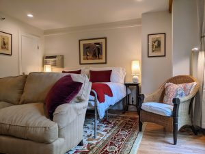 room 2 bed couch reading nook Private Entrance, King Bed, Close to Pool: Room 2