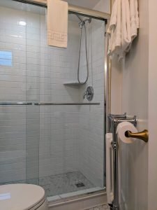room 2 shower radiator Private Entrance, King Bed, Close to Pool: Room 2