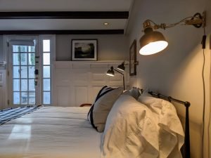 room 3 head of bed Historic King Bed with Private Entrance: Room 3