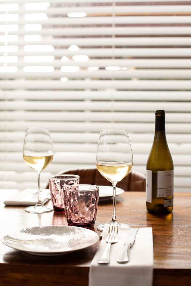 wine glasses at one of the most romantic restaurants in Greenwich CT