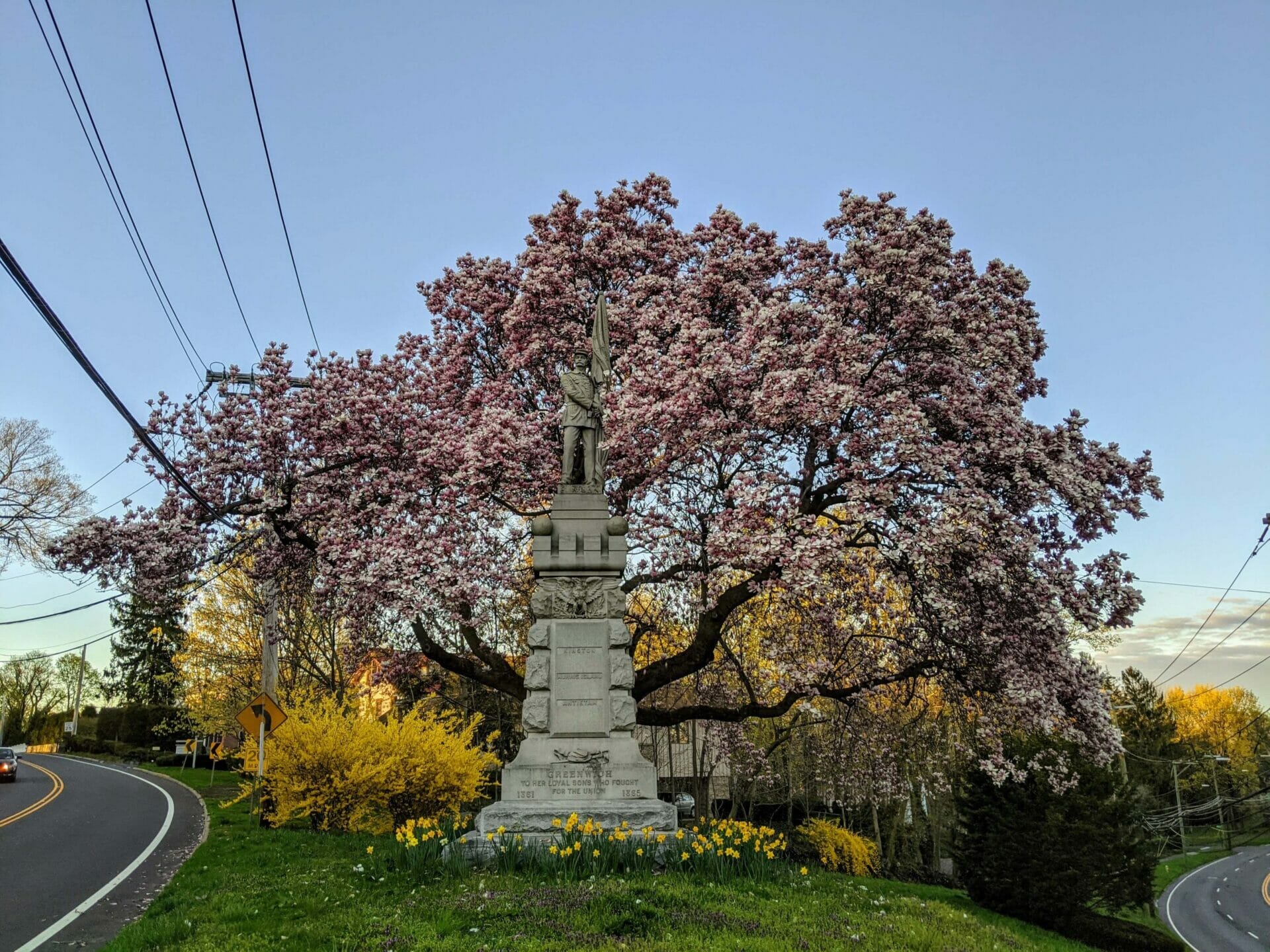 Civil War Memorial in front of Second Congregational Church in downtown Greenwich