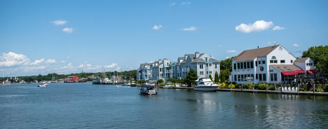 Downtown Mystic, along the Mystic River