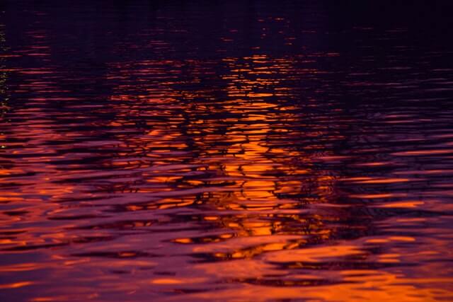 reflection of the sunset on the water at west haven, connecticut