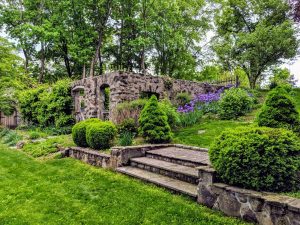 the old garden ruins in the back lot of Stanton House Inn, something you'll see our on your historic CT garden tour
