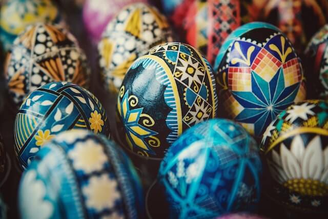 colorful pysanky at the ukrainian museum and library in stamford, ct