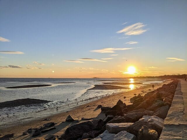 Sunset at seaside park