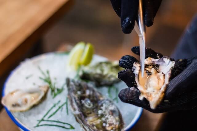 serving raw oysters