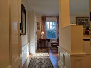 The entrance into this clawfoot tub hotel suite