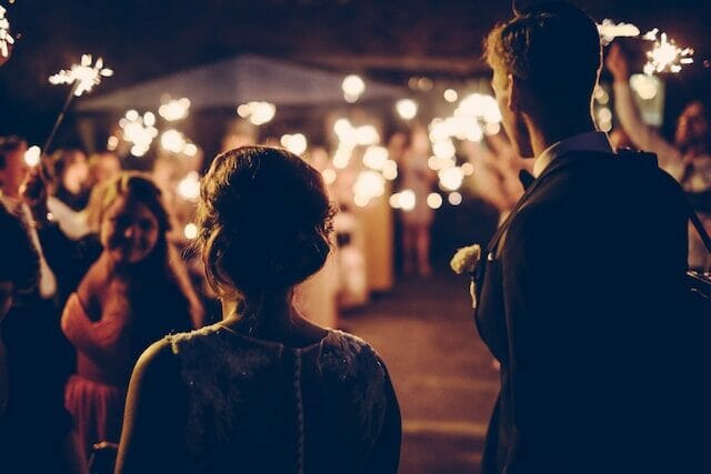 End of the evening wedding celebration