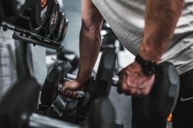 Free weights at the Greenwich Hyatt Regency fitness center