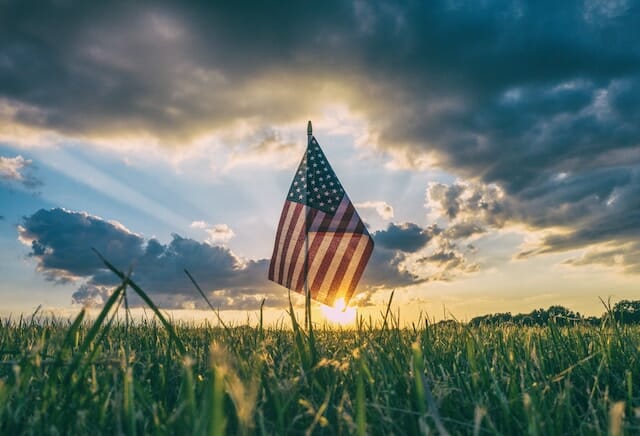 flag in the grass