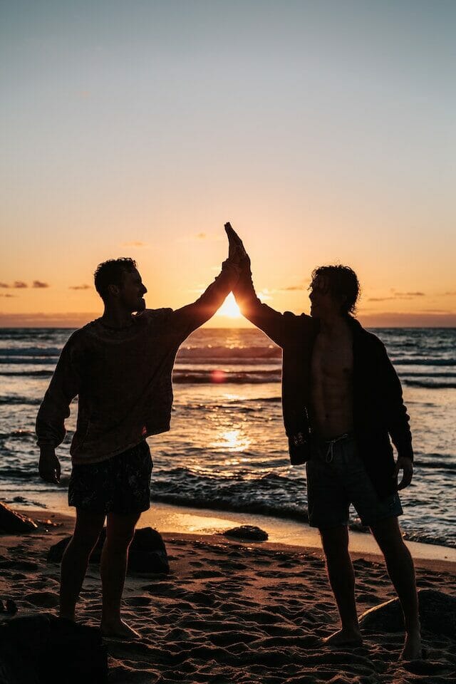 Couple enjoying life on a Connecticut beach