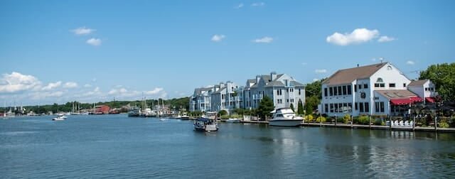 The scenery along the waterfront in Mystic, CT