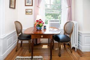 The dining table and workspace in the Brush Suite