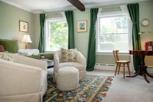 Room 12's seating area and workspace