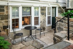 Patio and private entrance to Room 5