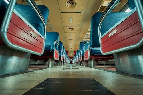 Empty train at the Danbury train station