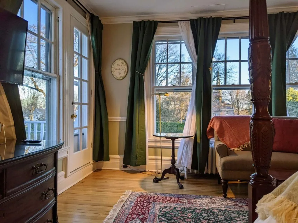 Room 28 overlooks the bed and breakfast pool