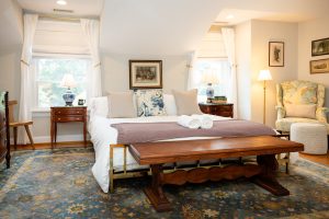Sackett Suite: A Two-Room King Suite In Greenwich, Ct 25 The Sackett Suite features a king sized bed, Whirlpool tub, and sitting area separated from the bedroom by glass French doors.