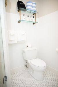 Toilet in the bathroom of the Sackett Suite