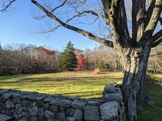 Stone wall around a field at Weir Farm National Historic Site
