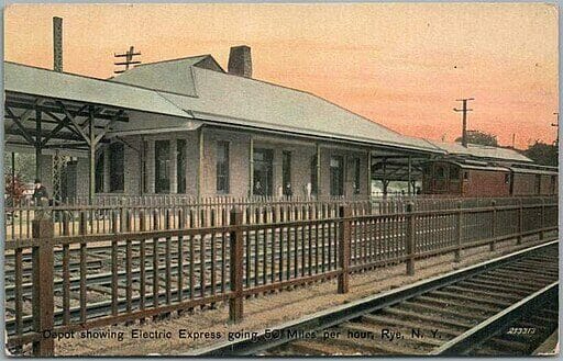 Old postcard of the train station