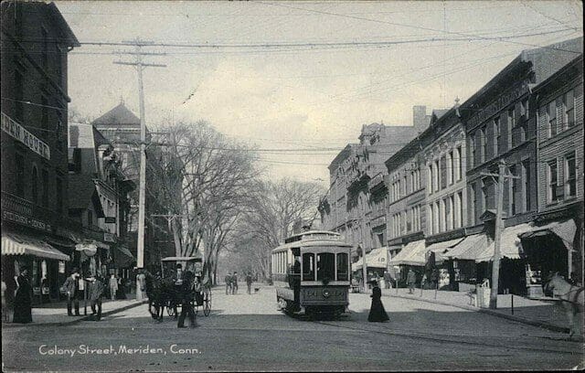 Colony Street with a streetcar, circa 1901-1907