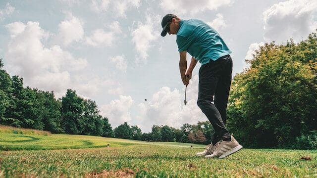 Playing golf at the Pound Ridge Golf Club, a Pete Dye design