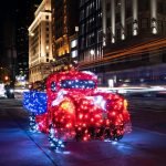 Holiday lights display on Fifth Avenue during winter in New York City