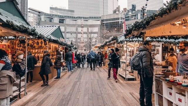 Holiday Market during winter in New York City