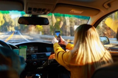 Taking a picture of the open road