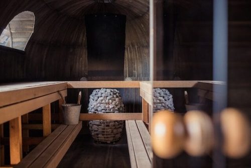 Sauna at a luxury resort with luxury accommodations