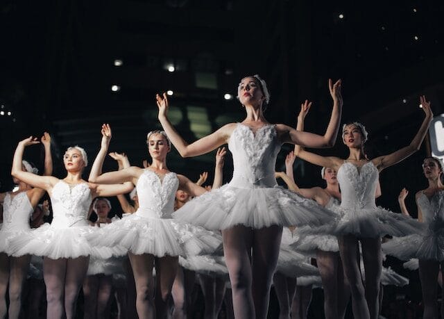 A view of the New York City Ballet performing at the Lincoln Center