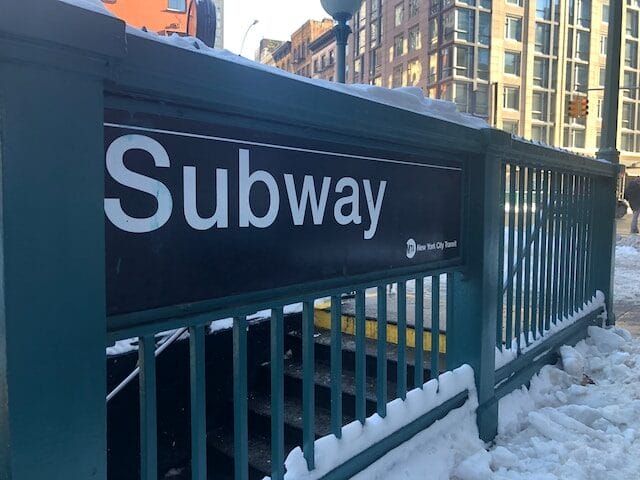 Public transportation during winter in New York City