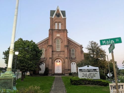 United Methodist Church at the corner of Main Street and Vineyard Avenue