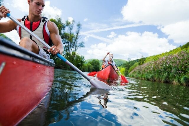 A picture of people kayaking in the Housatonic River, one of the top things to do in Stratford CT