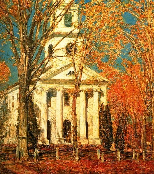 Old Lyme Congregational Church, painting by Childe Hassam