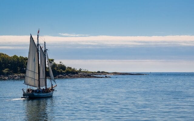 Sailing out to sea from Portland, Maine