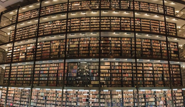 Interior of the Beinecke Rare Book and Manuscript Library in New Haven, CT