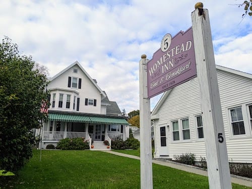 Front sign of the Homestead Inn Bed & Breakfast