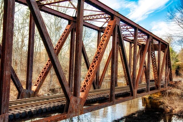 Rusty old rail bridge in Norwich