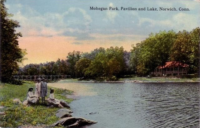 1912 postcard of Mohegan Park, Norwich's largest park
