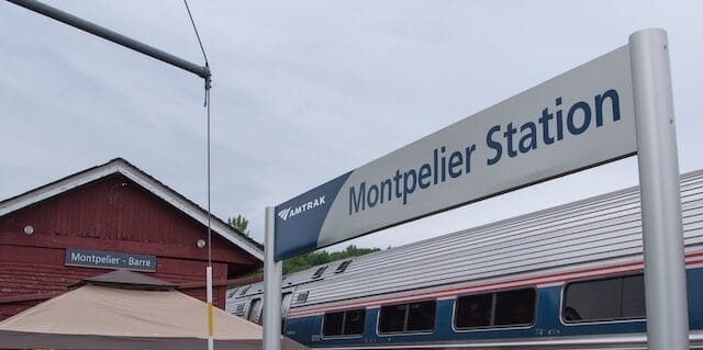 The Amtrak Vermonter station stop in Montpelier, Vermont.